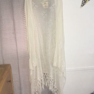 Pacsun / O'Neill Floor Length Boho Ivory Cardigan